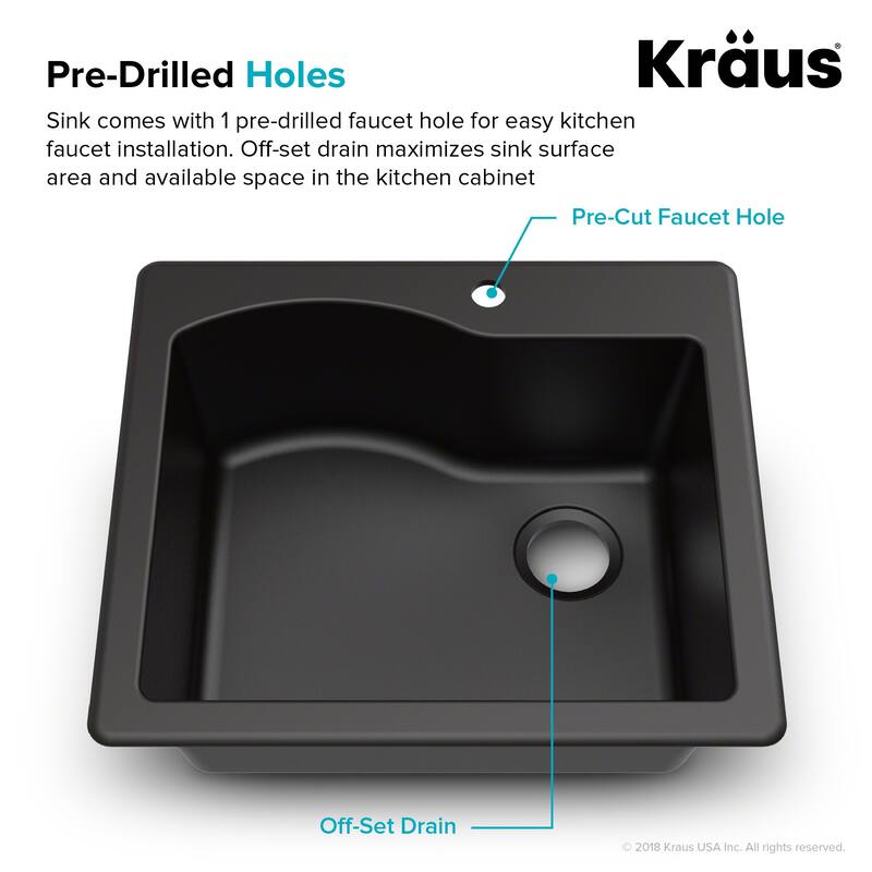 Kraus Quarza 25" Undermount Single Basin Granite Composite Kitchen