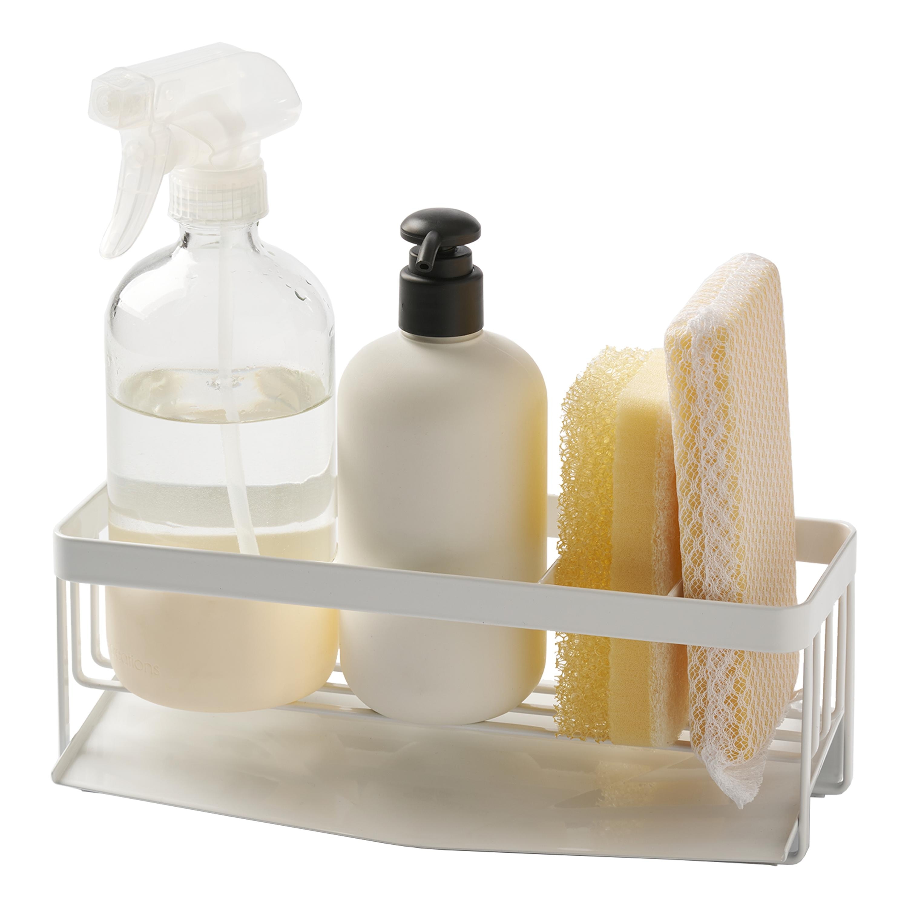 Yamazaki Home Sponge and Bottle Holder, Steel - L 3.94 x W 9.84 x H 3.74 inches