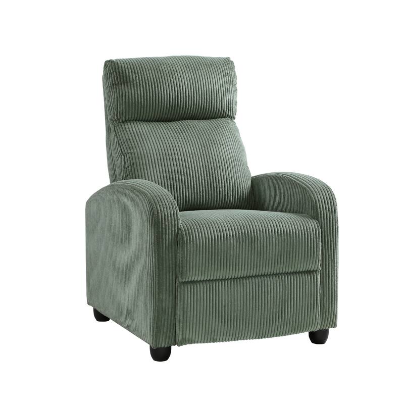Pary Manual Push Back Reclining Chair with Green Ribbed Corduroy
