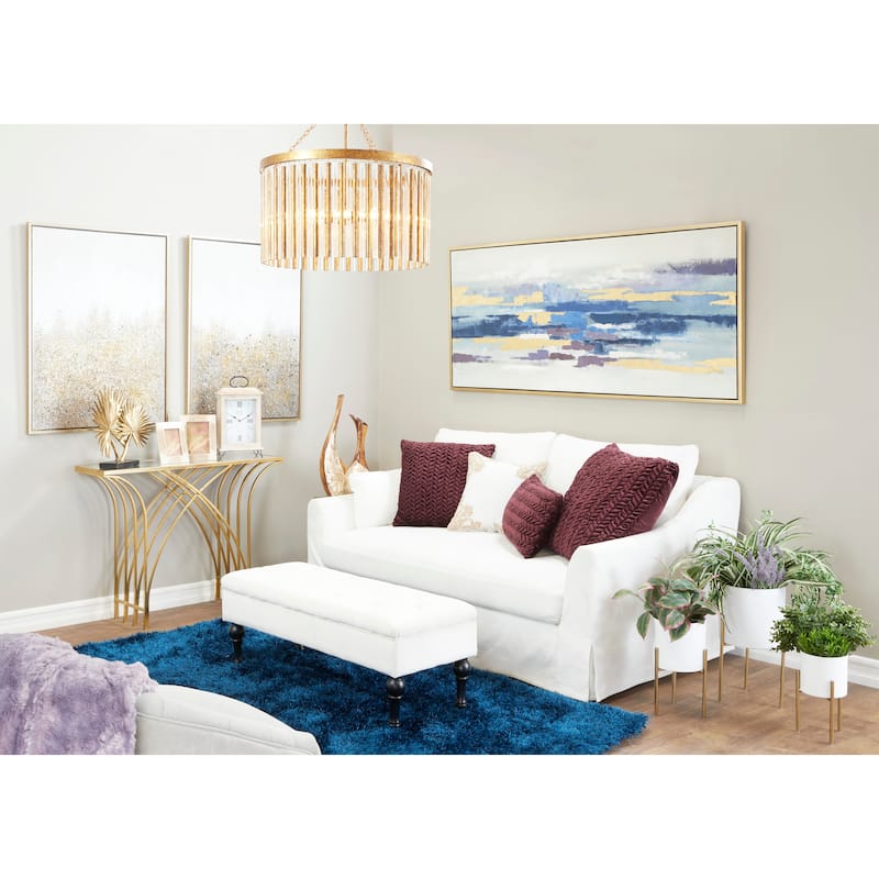 Gold Metal Geometric Console Table with Mirrored Glass Top