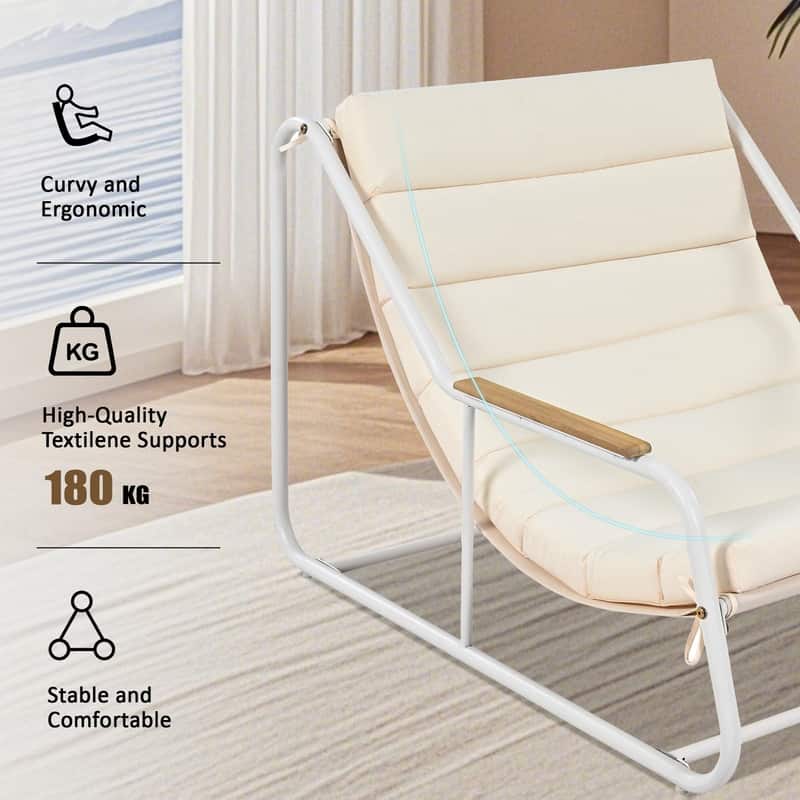 3-Piece Outdoor Chaise Lounge Chairs Set with Acacia Side Table Weather Resistant for Patio and Pool Relaxation