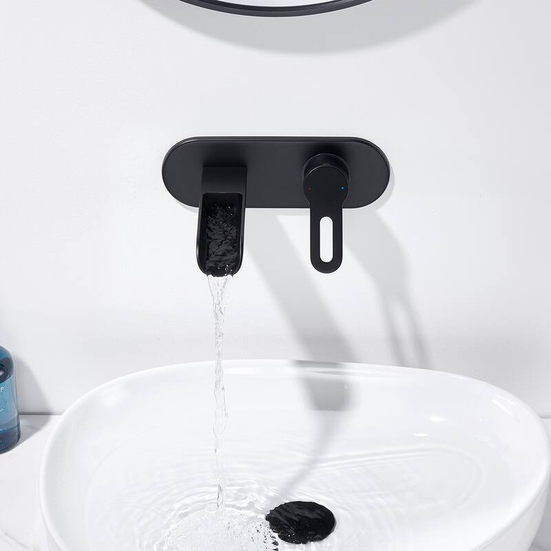 Luxier Vivid Fall 1-Handle Wall Mounted Bathroom Faucet with Valve