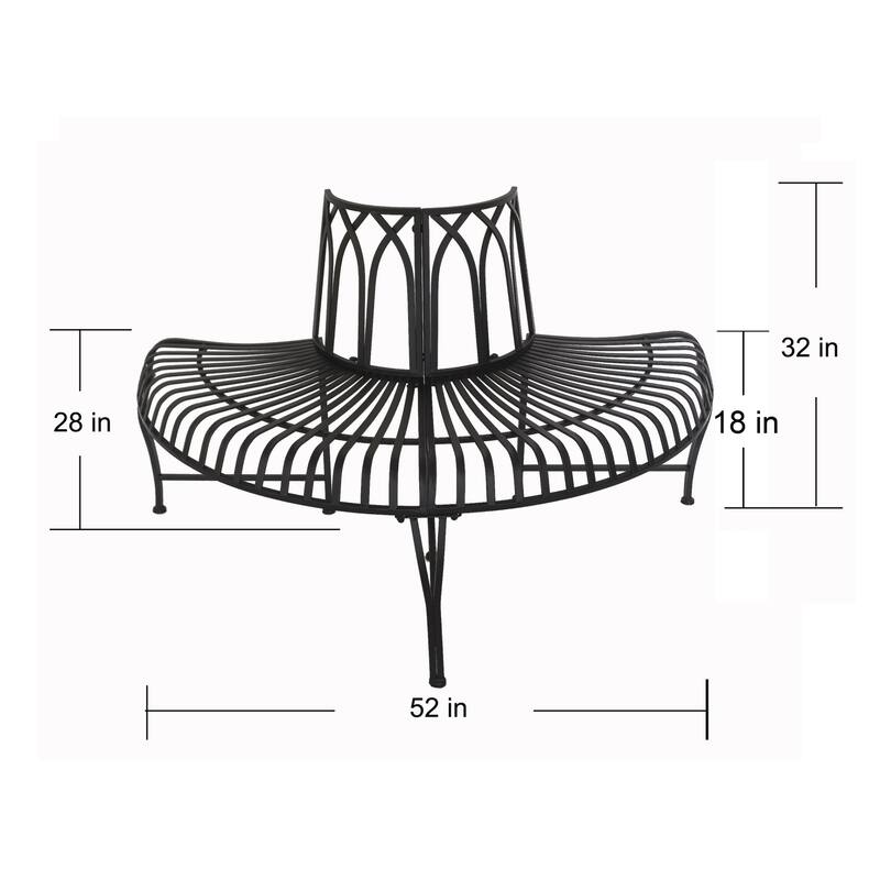 Semi Circle Tree Wrap Outdoor Garden Bench - 52" - Black