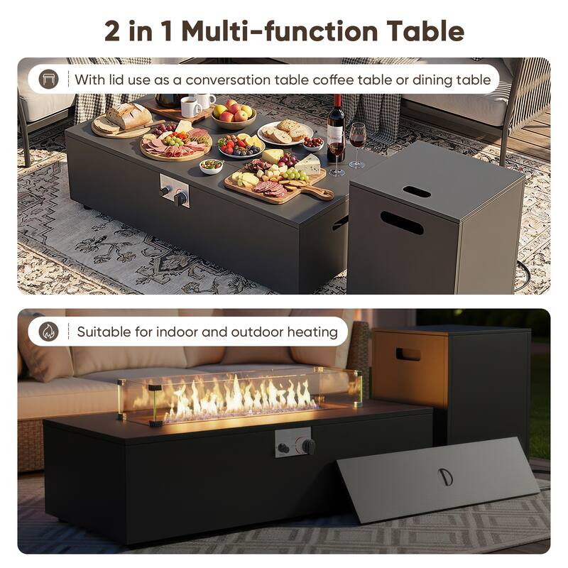 Pocassy 5/7 Piece Sofa Swivel Chair Ottoman with Fire Pit Table