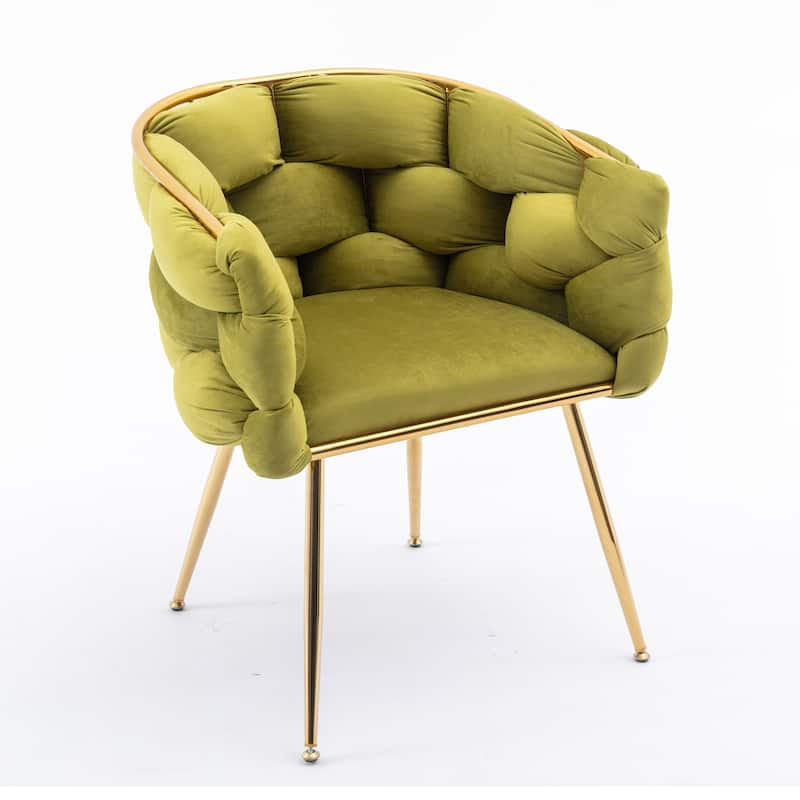Olive Green Modern 28.7" Velvet Upholstered Accent Chairs with Gold - Plated Metal Legs (Set of 2)