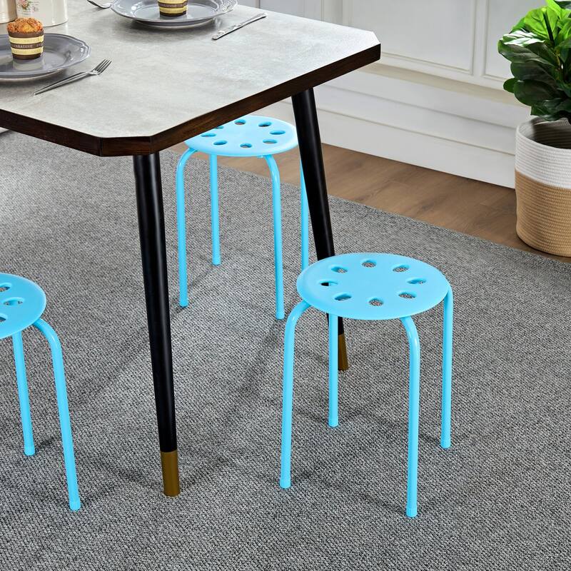 Javlergo 6-Pack Plastic Stackable Stools, Portable 8 Holes Metal Round Top Stools for Kitchen/Classrom