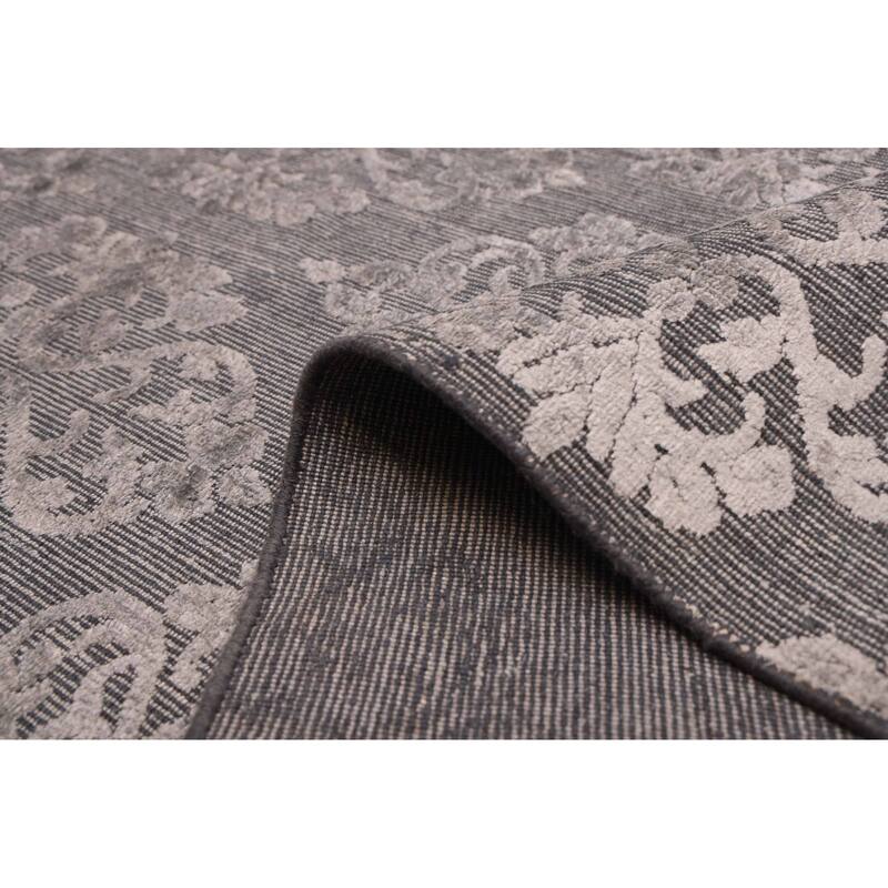 ECARPETGALLERY Hand Loomed Elysian Dark Grey Viscose, Wool Rug - 6'8 x 9'9