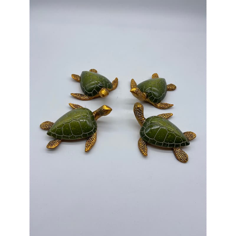 4" Green and Gold Turtles (set of 4)