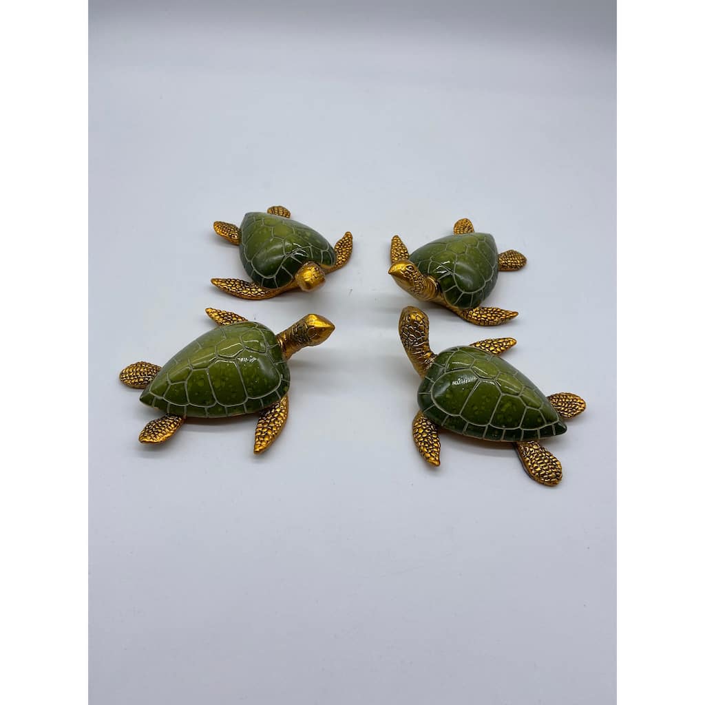 4" Green and Gold Turtles (set of 4)