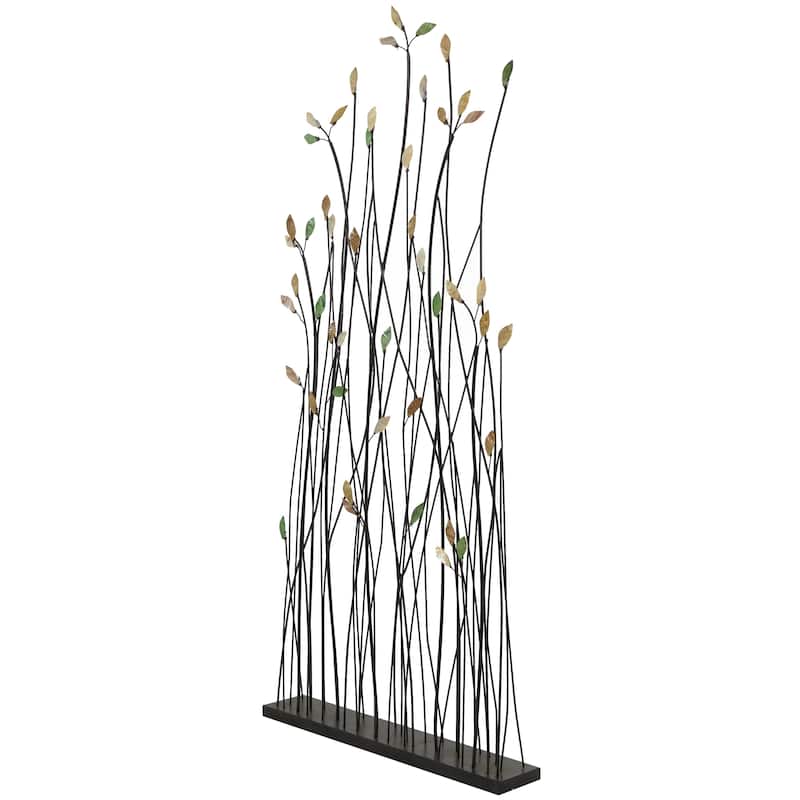 Metal Leaf Decorative Sculpture with Black Base - Black - Roche River Decor