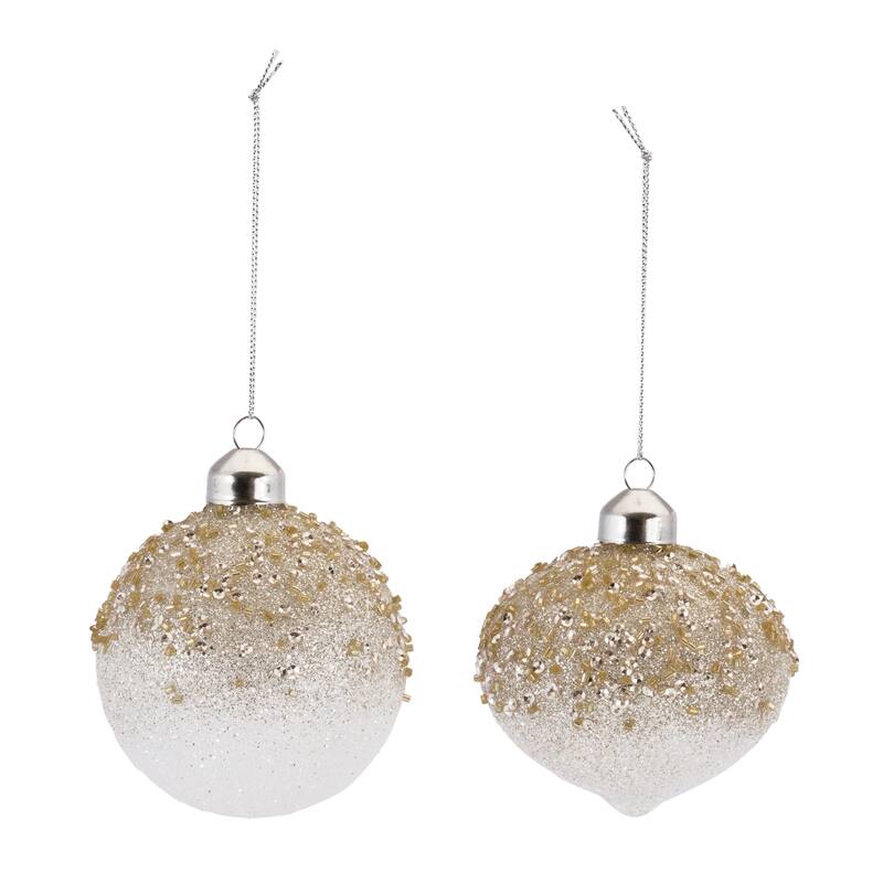 Club Pack of 12 Beaded Ombre Glass Christmas Ornaments 4"