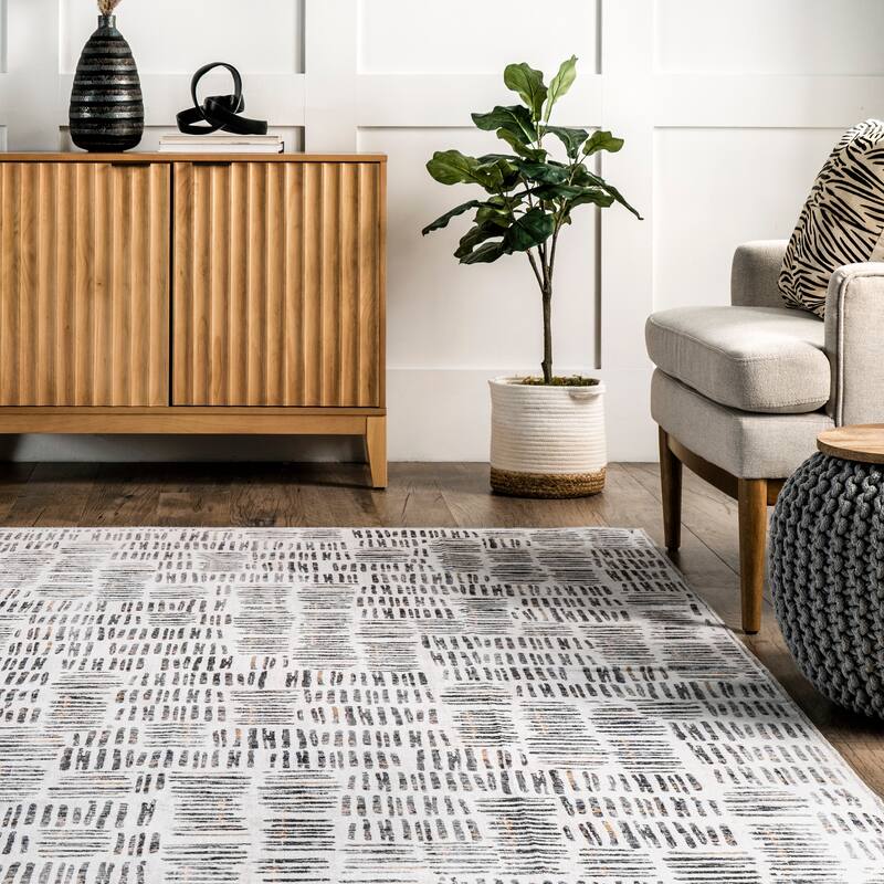 Nuloom Mitzi SpinClean Abstract Lines Machine Washable Area Rug