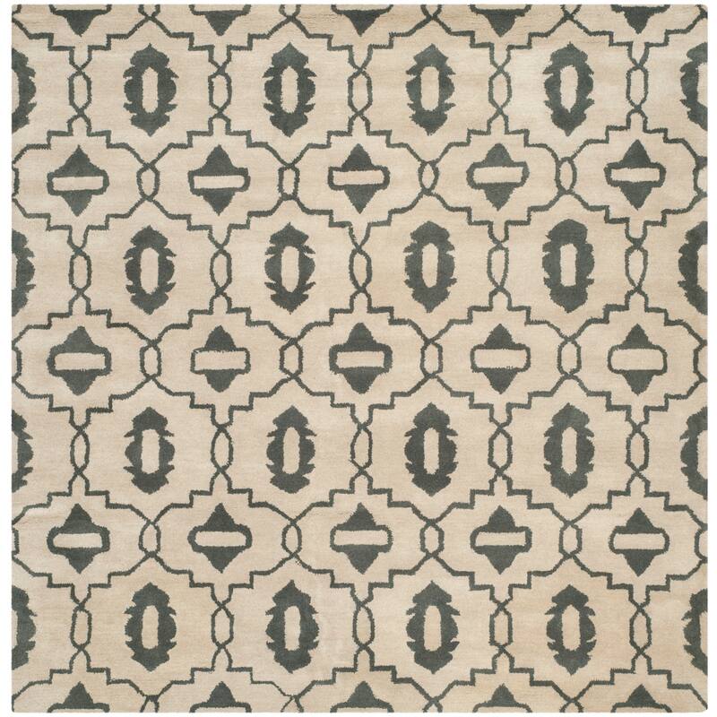 SAFAVIEH Handmade Chatham Patroula Modern Moroccan Wool Rug - 7' Square - Beige/Grey