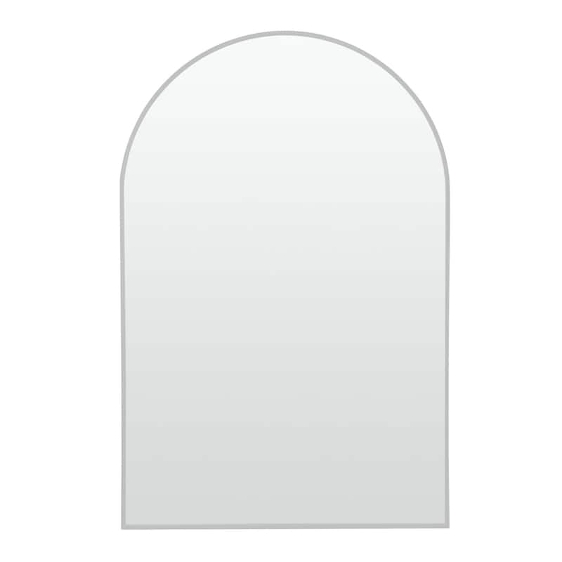 HomeRoots 39" Silver Arch Metal Framed Bathroom Vanity Mirror - 27.70 in. x 39.30 in. x 2.94 in.