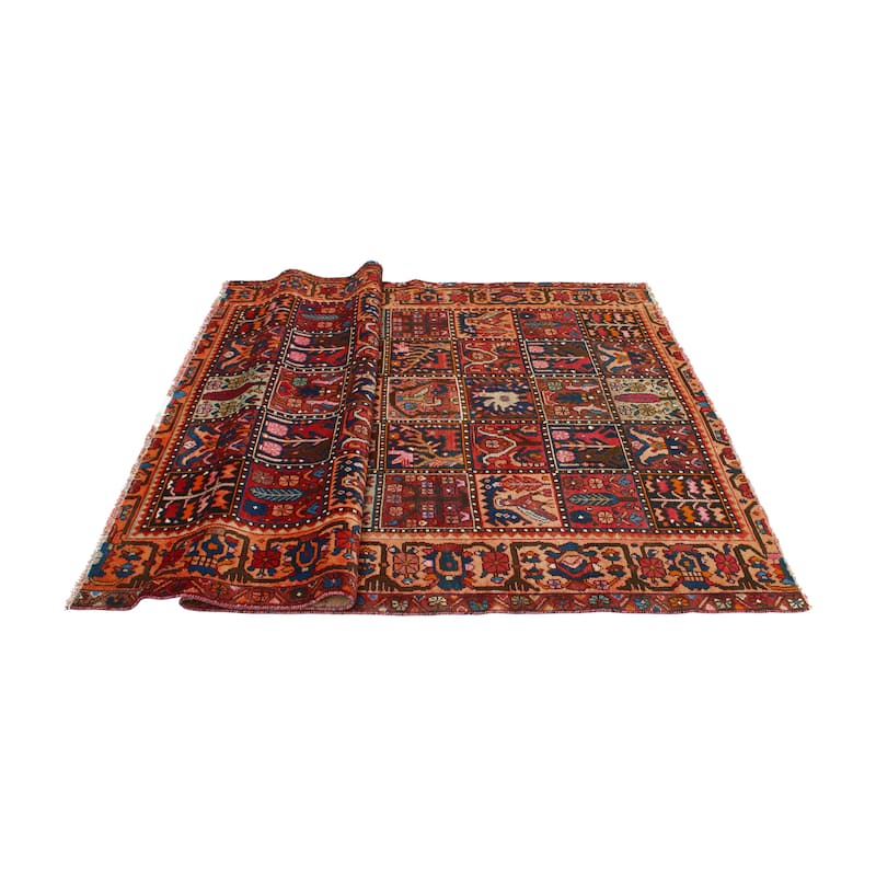 Fine Vintage Bakhtiari Annika Orange/Burgundy Rug - 5'4" x 8'11"