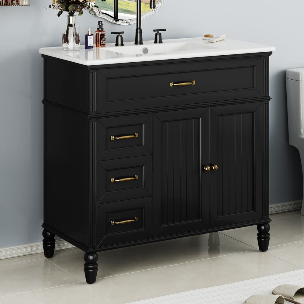 Christopher Knight Home Yvenith 36" Bathroom Vanity with Ceramic Sink - 36.00" Lx 18.5" W x 34.4" H