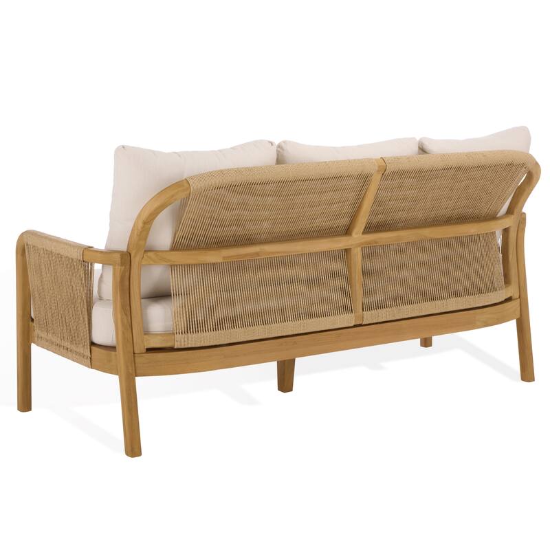 SAFAVIEH Couture Rogers Teak & Hyacinth Sofa - 69"W x 34"D x 34"H