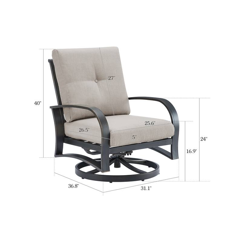 Outdoor Club Chair, Patio Aluminum Single Chair with Sunbrella Fabric Cushion