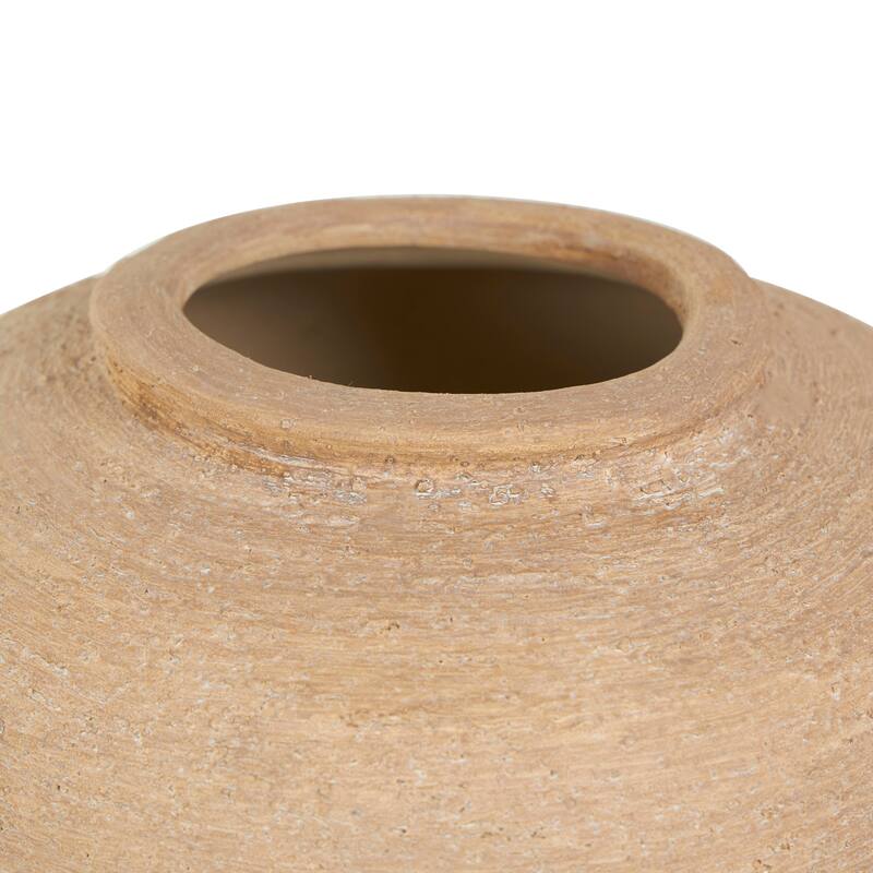 Beige Ceramic Wide Textured Vase