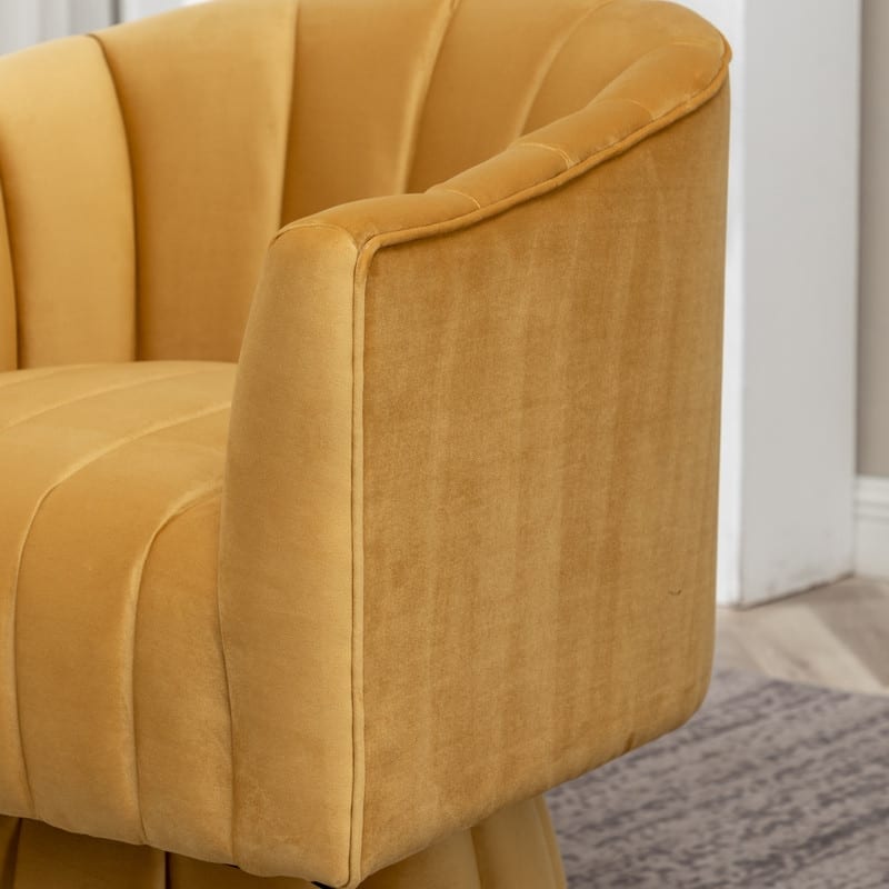 SEYNAR Modern Glam Velvet Upholstered Round 360 Degree Swivel Accent Barrel Chair Set of 2