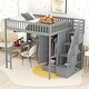 preview thumbnail 1 of 7, Full size Loft Bed with Bookshelf,Drawers,Desk,and Wardrobe Grey