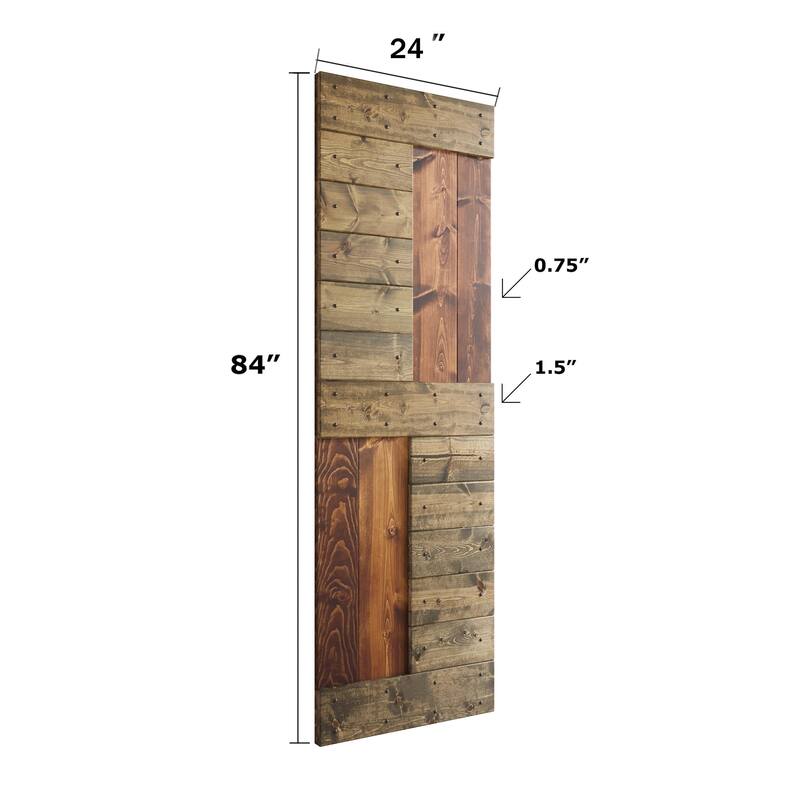 Coast Sequoia 24in./30in./36in./42in. x 84in. S Series Multi-Color Pine Wood Sliding Barn Door With Hardware Kit