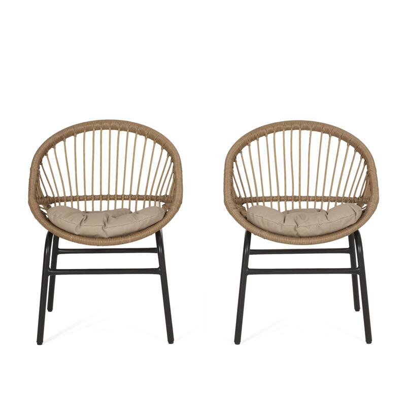 Outdoor Chair with Water-Resistant Cushions Set of 2
