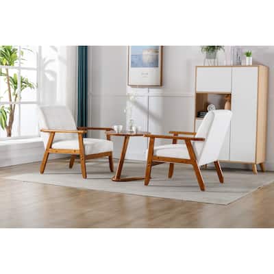 Beige Armchairs Set of 2, Reading Side Chair Armchairs with Side Table