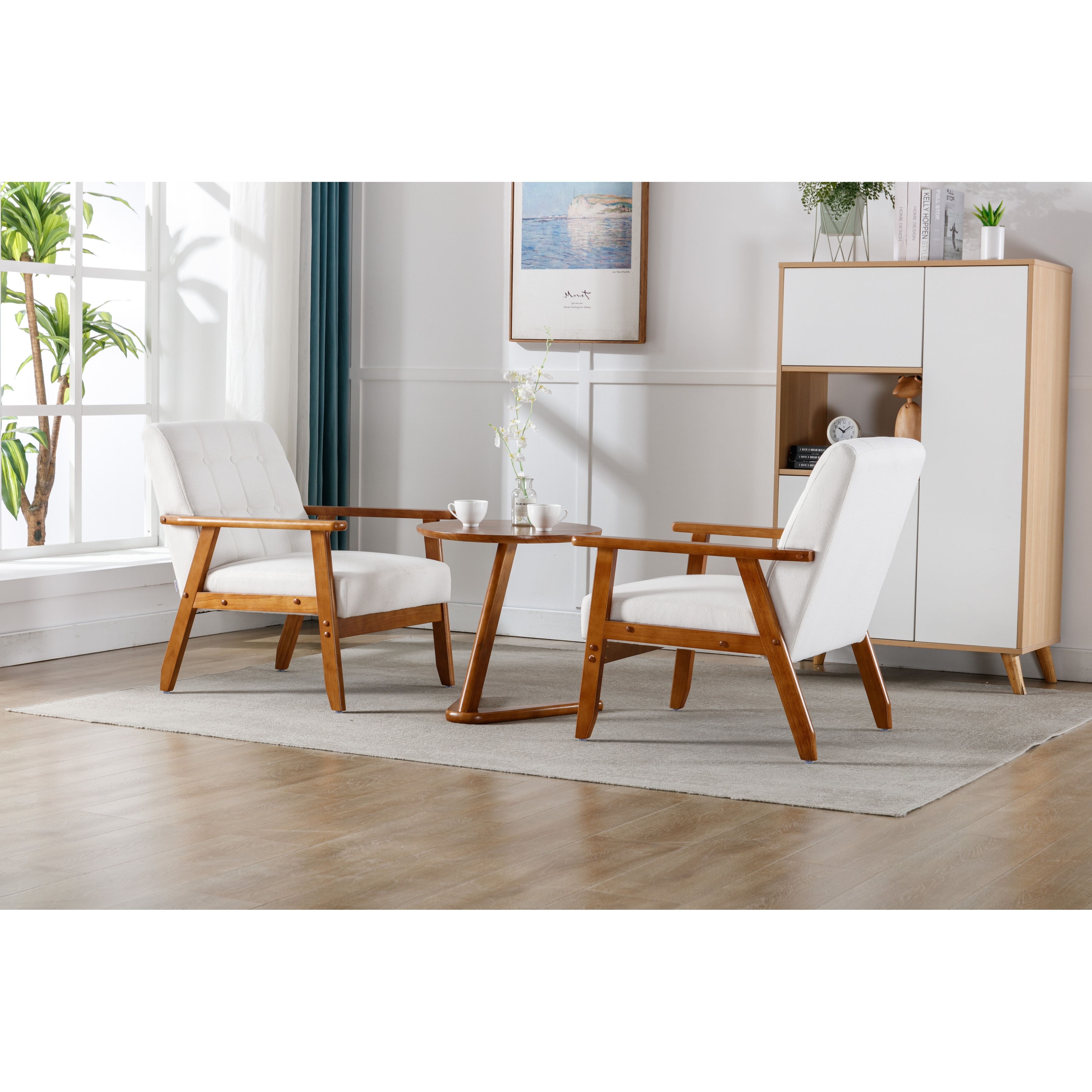 Beige accent chair set of 2 clearance