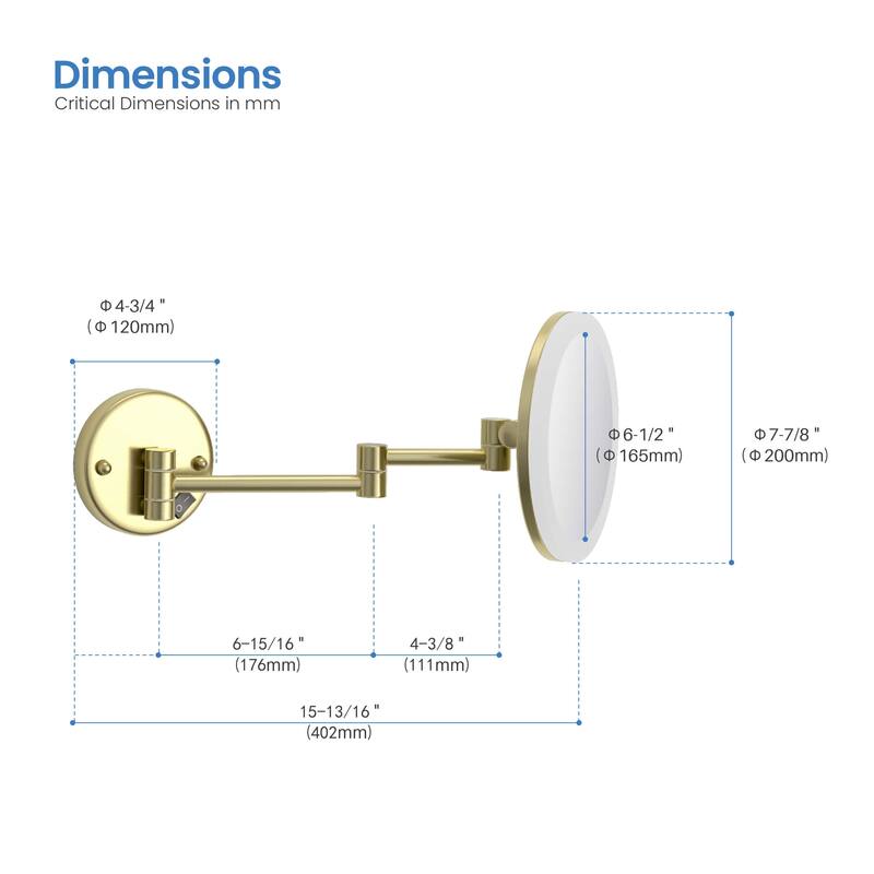 Circular LED Wall Mount One Side 5x Magnifying Make Up Mirror