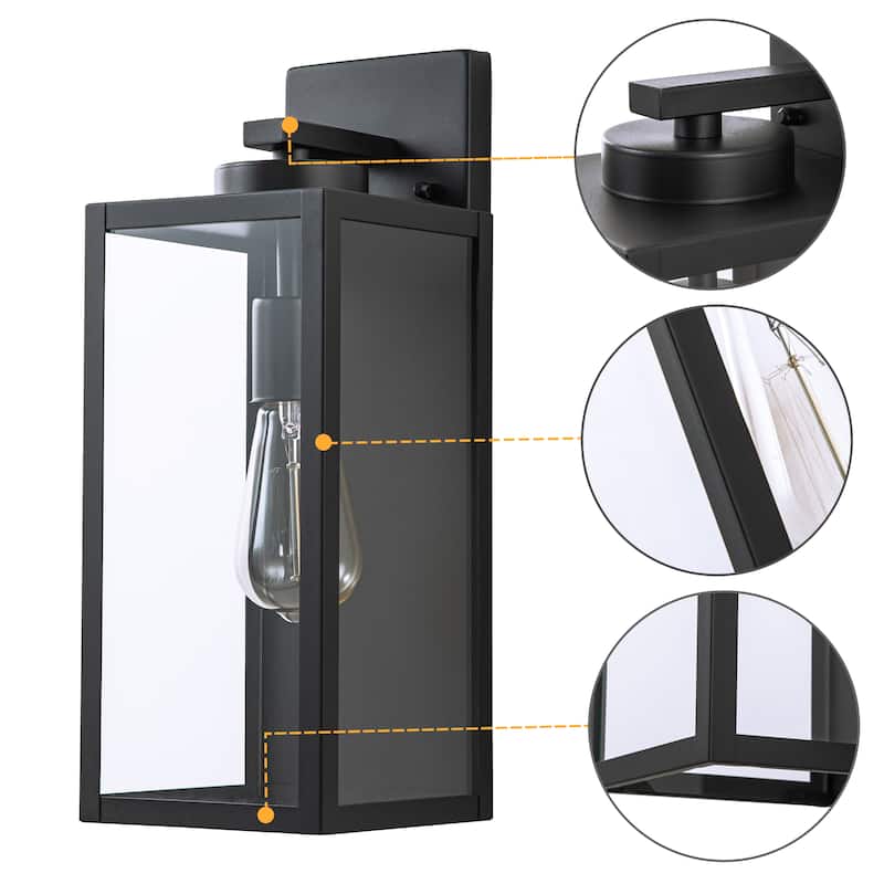 C Cattleya 1-Light Black Outdoor Wall Lantern with Tempered Glass Panes