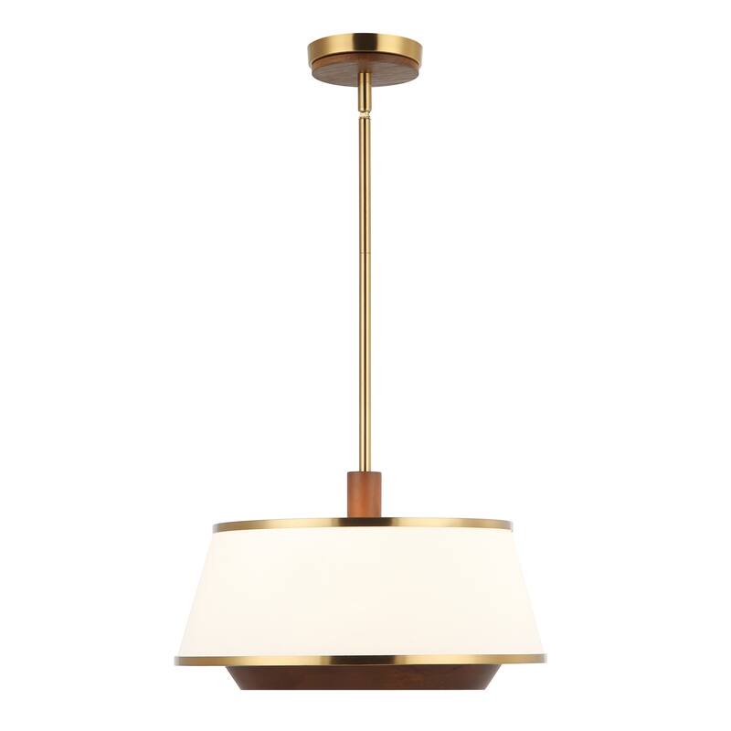 Varaluz Desert Flyer 3-Light Convertible Pendant/Semi-Flush - Satin Brass/Medium Walnut