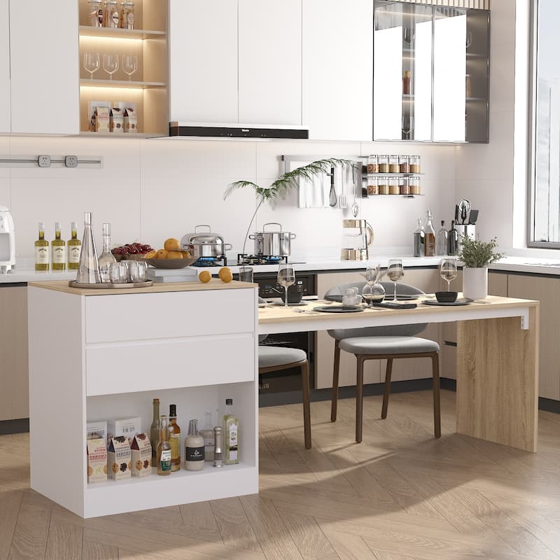 Kitchen Island Spacious Workspace for Dining Cooking and Storage Table