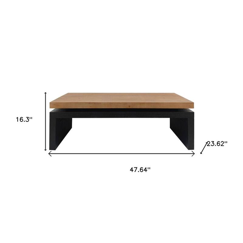 HomeRoots 48" Natural and Black Wood Floating Frame Coffee Table - 47.64 in. x 16.30 in. x 23.62 in.