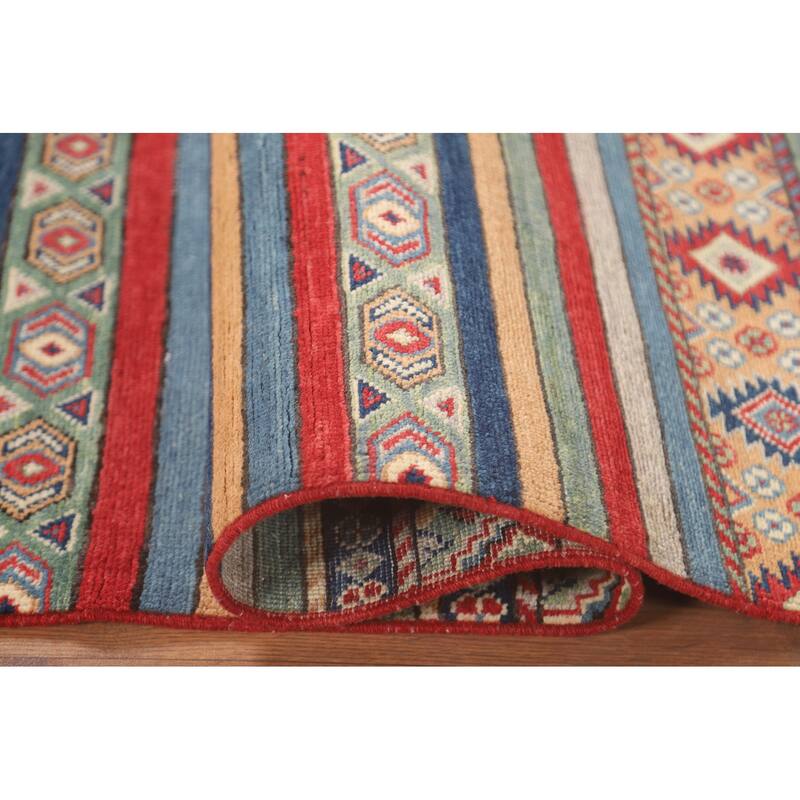Striped Kazak Runner Rug Handmade Wool Carpet - 2'8" x 9'5"