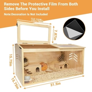 Image showcasing Hamster Cage, Chewproof Wooden Guinea Pig Cages, Mice and Rat Habitat ...