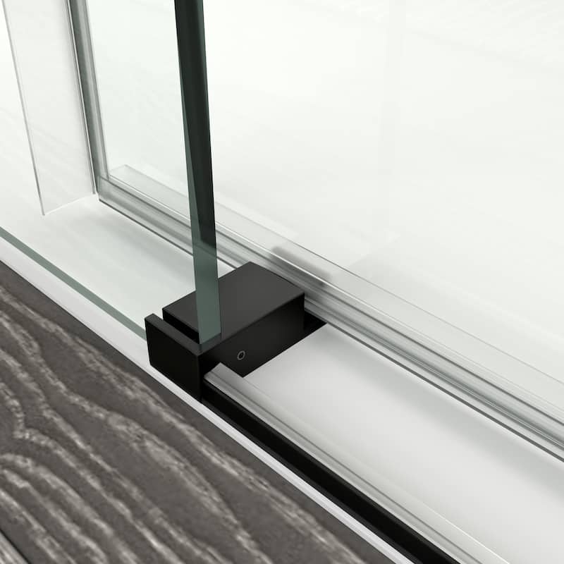 ABRUZZO 56-60" W x 76" H Frameless Soft-Closing Single Sliding Shower Door 1/4" (6mm) Explosion-Proof Tempered Glass