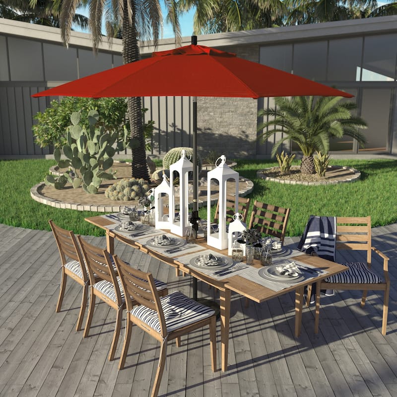 California Umbrella 9' Rd Golden State Series Patio Umbrella Black Aluminum Frame Crank Lift Collar Tilt Pacifica Pacific Blue - Brick