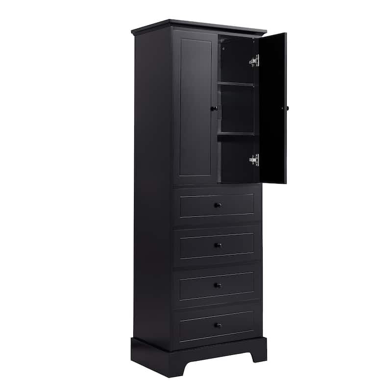 Storage Cabinet with 2 Doors and 4 Drawers for Bathroom Office