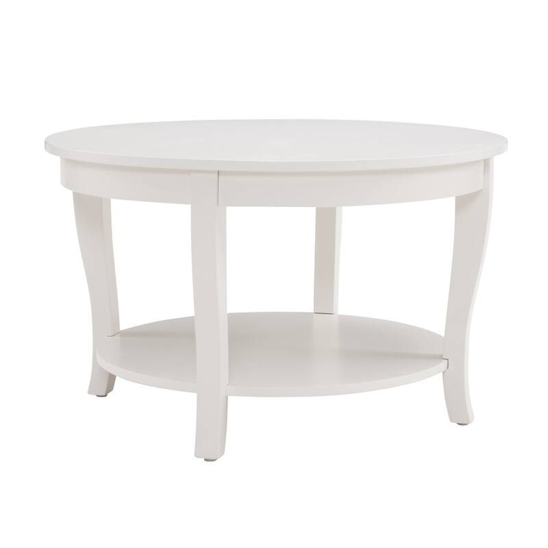 Traditional Round Coffee Table Wooden Centerpiece Table with Open Storage Shelves, for Living Room Bedroom Apartment Studio