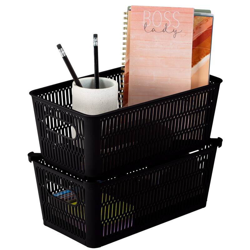 Simplify 4 Pack Slide 2 Stack It Storage Tote Baskets