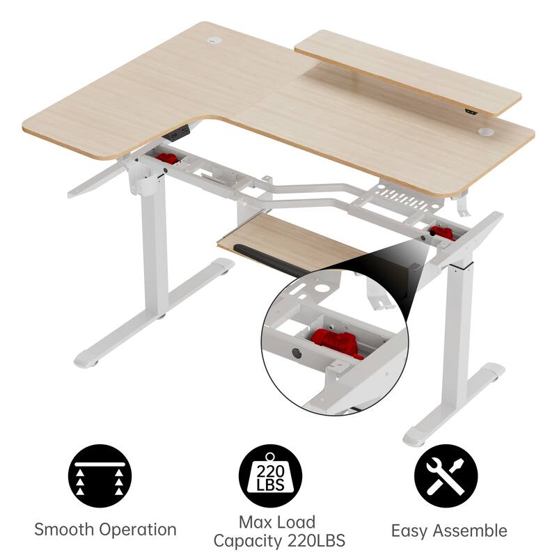 Eureka 61" Modern Home Office L-shaped Desk Electirc Adjustable Standing Corner Desk