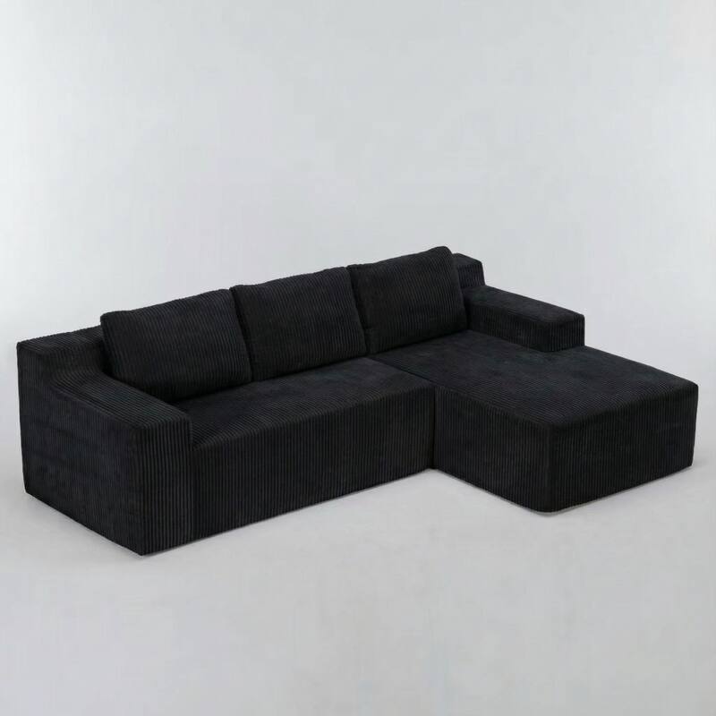 96" L-Shaped Corduroy Sectional Sofa, No Assembly Required