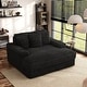 preview thumbnail 9 of 9, Furniture of America Venden Modern Chenille Padded 2-Seater Chaise Loveseat with USB Charger and Cup Holders Black