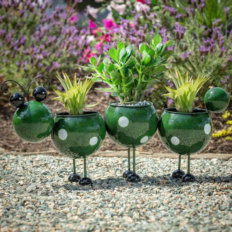 25" Metal Caterpillar Novelty Planter