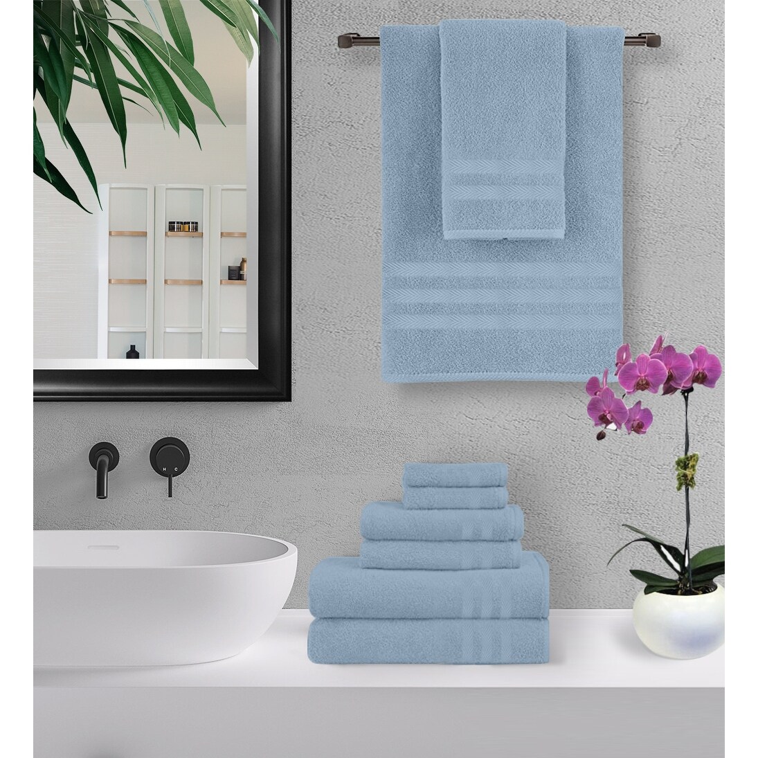SUPERIOR 100% Cotton Towel Set, 6-Piece Set Includes 2 Bath Towels, 2 Hand  Towels, and 2 Washcloths, for Bathroom or Shower, Great for Face, Body