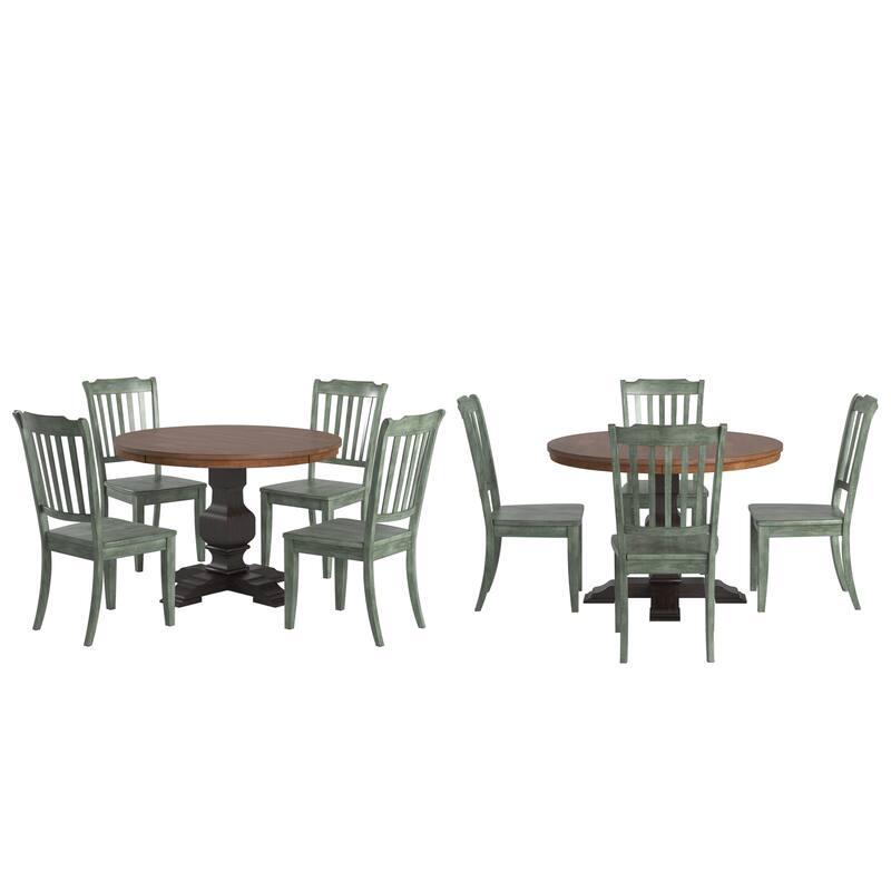 Ronda 45" Round Solid Wood Top Dining Set with Spindle Back Chairs