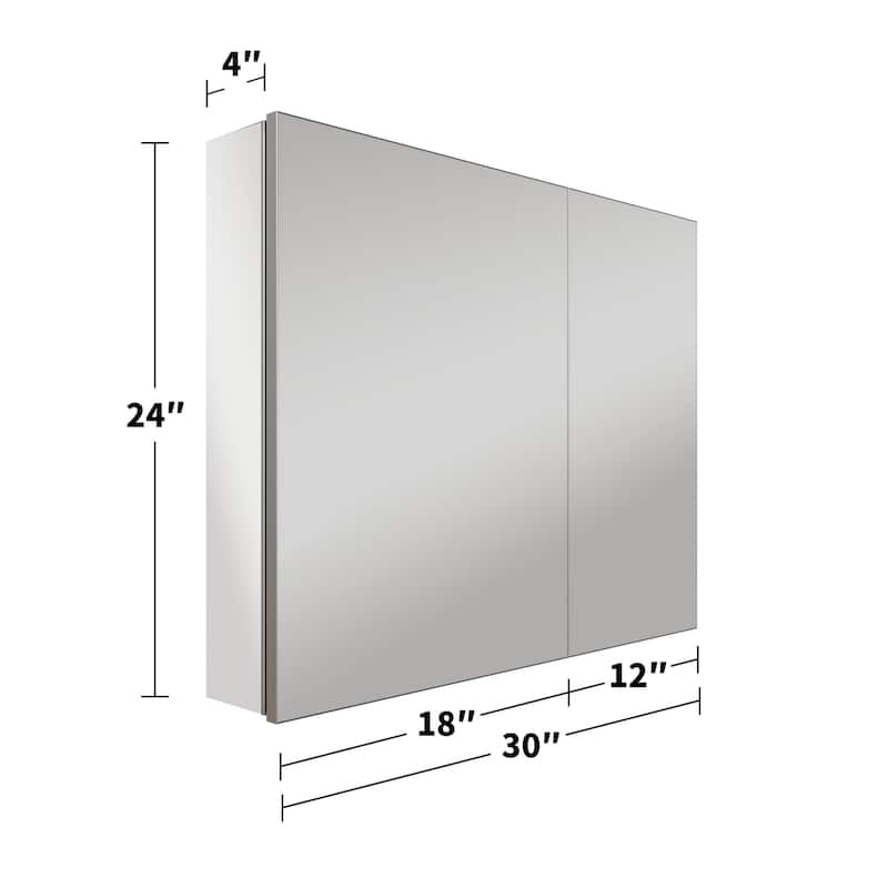 Modland 30"-36"W x 24"H Double Door Bathroom Medicine Cabinet with Mirror,Aluminum Frame