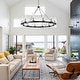 preview thumbnail 4 of 20, Black Wagon Wheel Chandelier Modern Farmhouse Chandelier