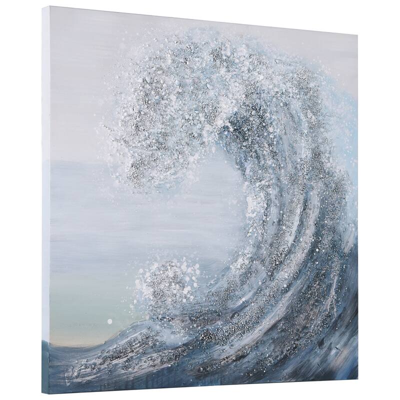 Crystal Wave Textured Glitter Hand Painted Canvas Wall Art